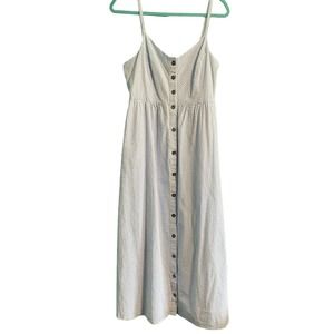 Modcloth Blue and White Stripe Seersucker Midi Dress Women's Medium